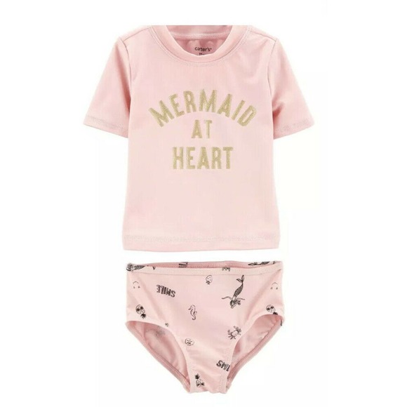 Carters Mermaid At Heart Swimsuit 2 Piece Rashguard 9 Months - Picture 1 of 2
